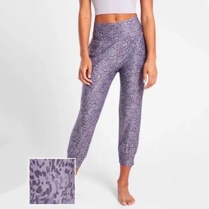 Athleta Salutation Printed Cropped Jogger Leopard Print Violet Lavender XS